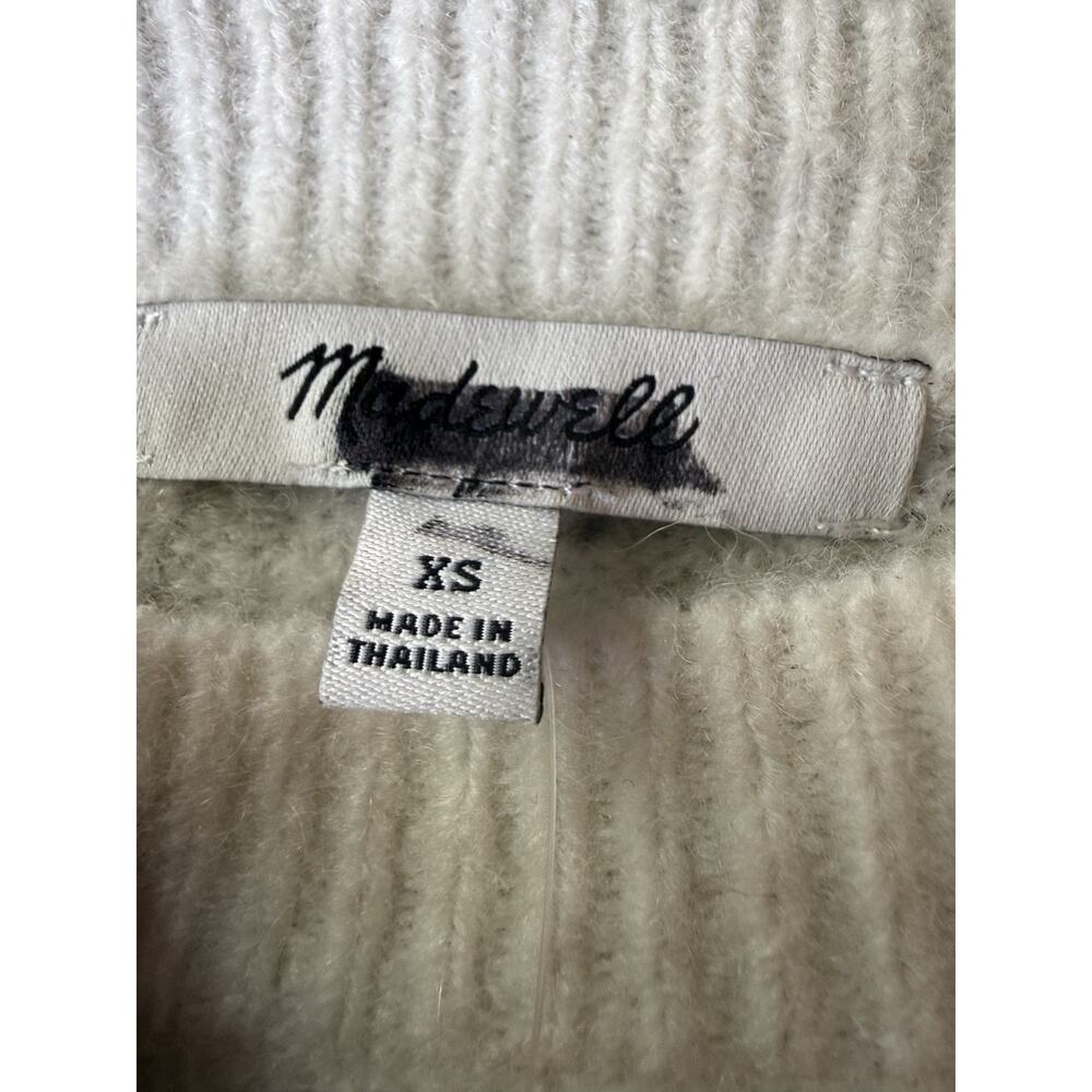 Madewell Size XS Cream Pointelle Sweater Alpaca Wool Blend Puff Sleeve NWT - Picture 4 of 8